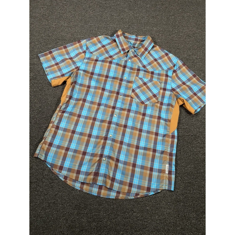 Club Ride New West Shirt Men XL Blue Plaid Cycling Technical Performance S/S